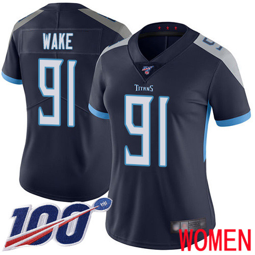 Tennessee Titans Limited Navy Blue Women Cameron Wake Home Jersey NFL Football #91 100th Season Vapor Untouchable->women nfl jersey->Women Jersey